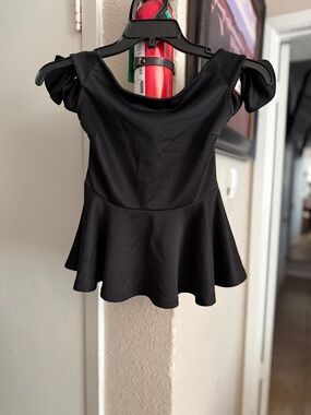 Fashion Nova Black Peplum Scoop Neck Top